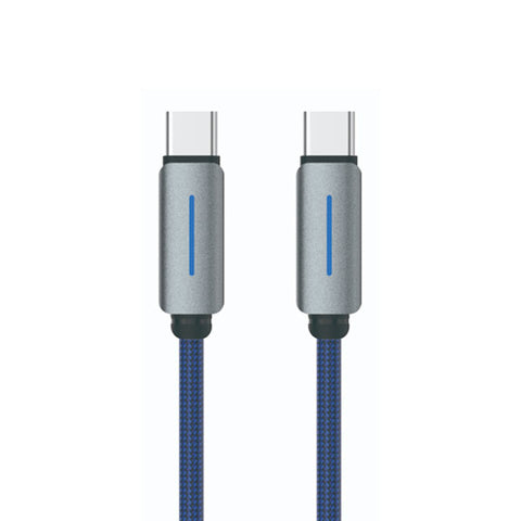 Logilink Type C To Type C Nylon Fast Charging Data Cable With Light 1m (1 Year Warranty) Blue