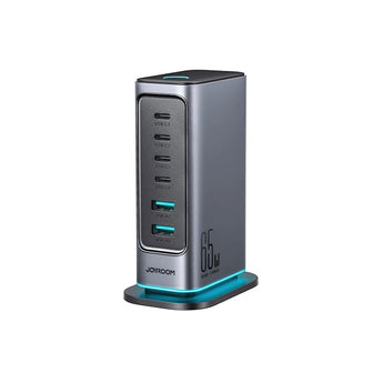 Joyroom Tcm02 65w 6 Port Eu Plug Usb Desktop Charger Gan Fast Charging Station Hub