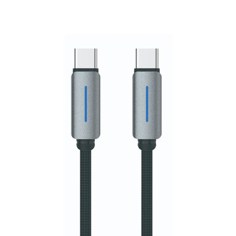 Logilink Type C To Type C Nylon Fast Charging Data Cable With Ligh1m (1 Year Warranty) Black