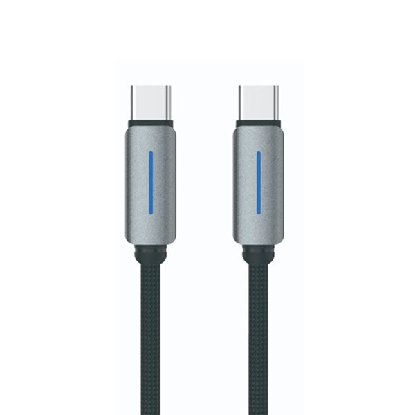 Logilink Type C To Type C Nylon Fast Charging Data Cable With Ligh1m (1 Year Warranty) Black