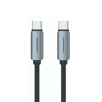 Logilink Type C To Type C Nylon Fast Charging Data Cable With Ligh1m (1 Year Warranty) Black