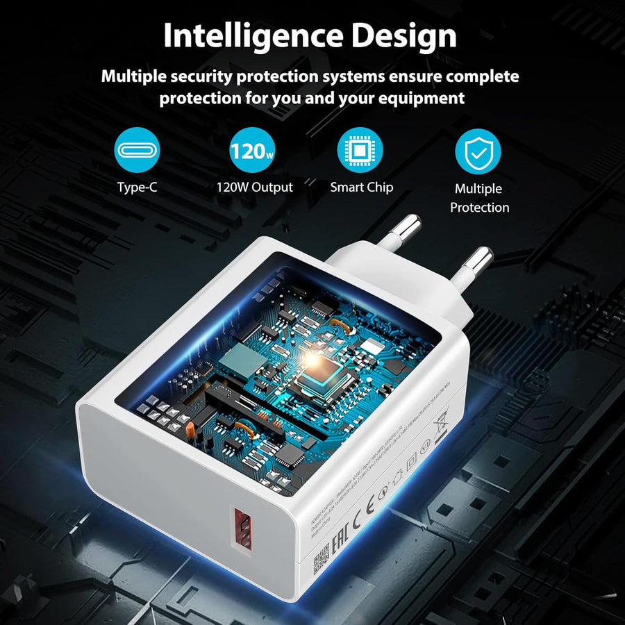 Xiaomi 120w Eu Plug Qc3.0 Fast Quick Turbo Charger With Cable
