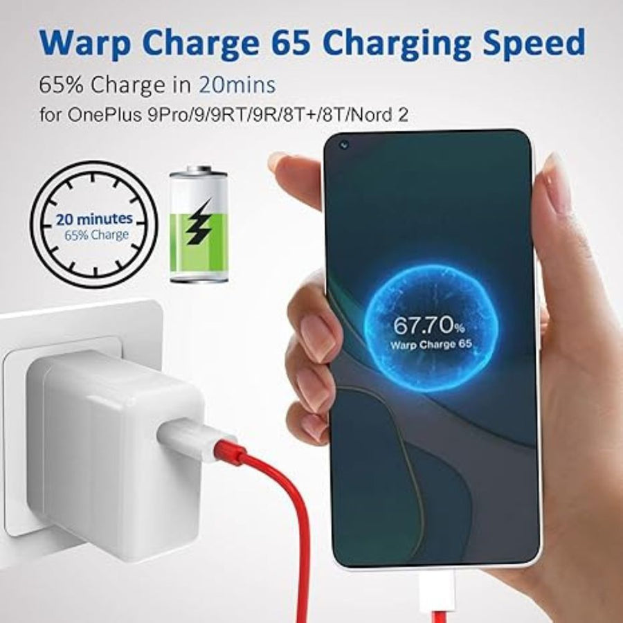 Oneplus 65w Original Super Fast Warp Charge (us Pin) With Type C To Type C Cable