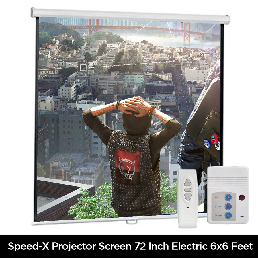 Projector Screen 72 Inch Electric Motorised 6x6 Feet 1:1mw Speed-x