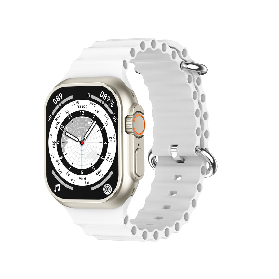 S100 Fendior Smart Watch Ultra 2 With 7 Straps 49mm With Silicon Watch Protector Case With Fitpro App Silver