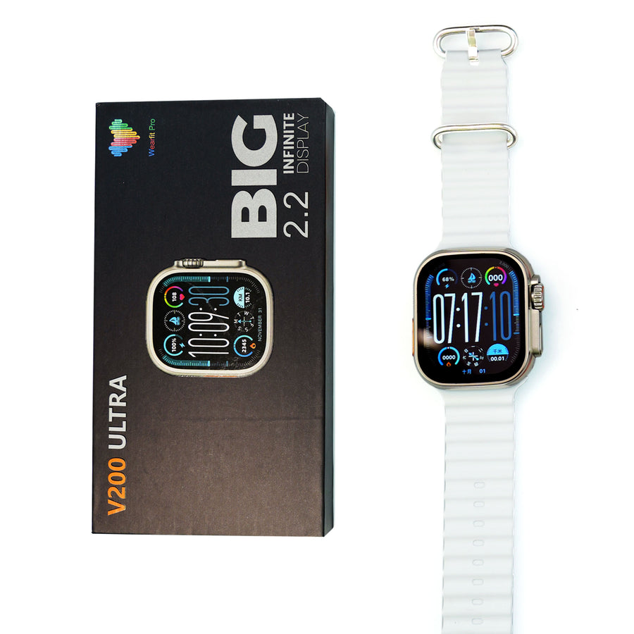 V200 New Fashion Ultra 2.2 Large Screen Ip68 Waterproof Sport Smart Watch With Wearfit Pro App Grey