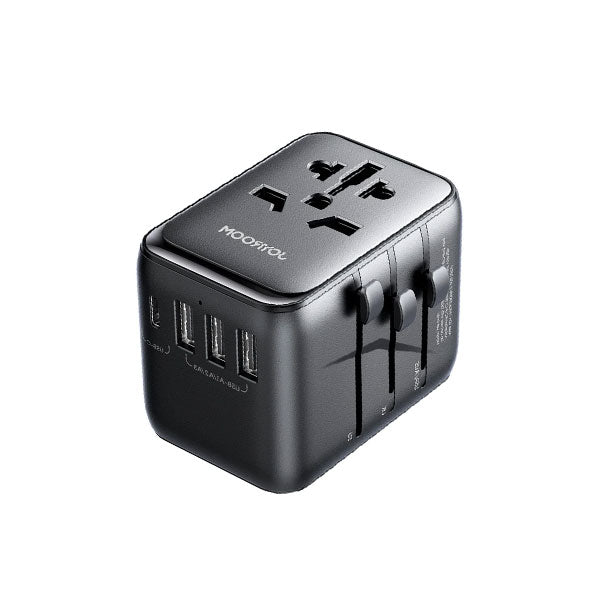 Jr-tcw01 17w 4-port Universal Travel Adapter Black