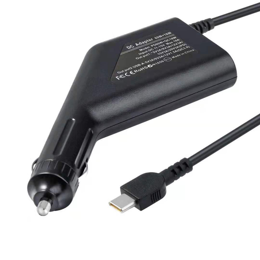 65w Usb-c Universal Laptop Dc Car Charger With Usb Port