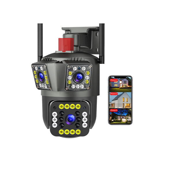 Speed-x (spz-803) 3 Camera Lens Wifi Outdoor 6mp Color Night Vision With V380 Pro App