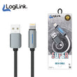 Logilink Usb To Lightning Nylon Fast Charging Data Cable With Light 1m (1 Year Warranty) Grey