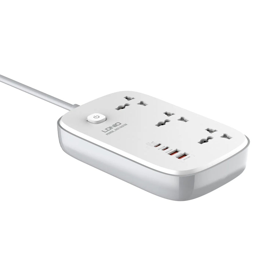 Ldnio Sc6 45w Gan Fast Charging 3250w Power Extension 3 Sockets 2 Usb-a + 2 Usb-c 2m