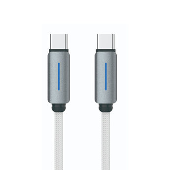 Logilink Type C To Type C Nylon Fast Charging Data Cable With Light 1m (1 Year Warranty White)