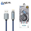 Logilink Usb To Lightning Nylon Fast Charging Data Cable With Light 1m (1 Year Warranty) Blue