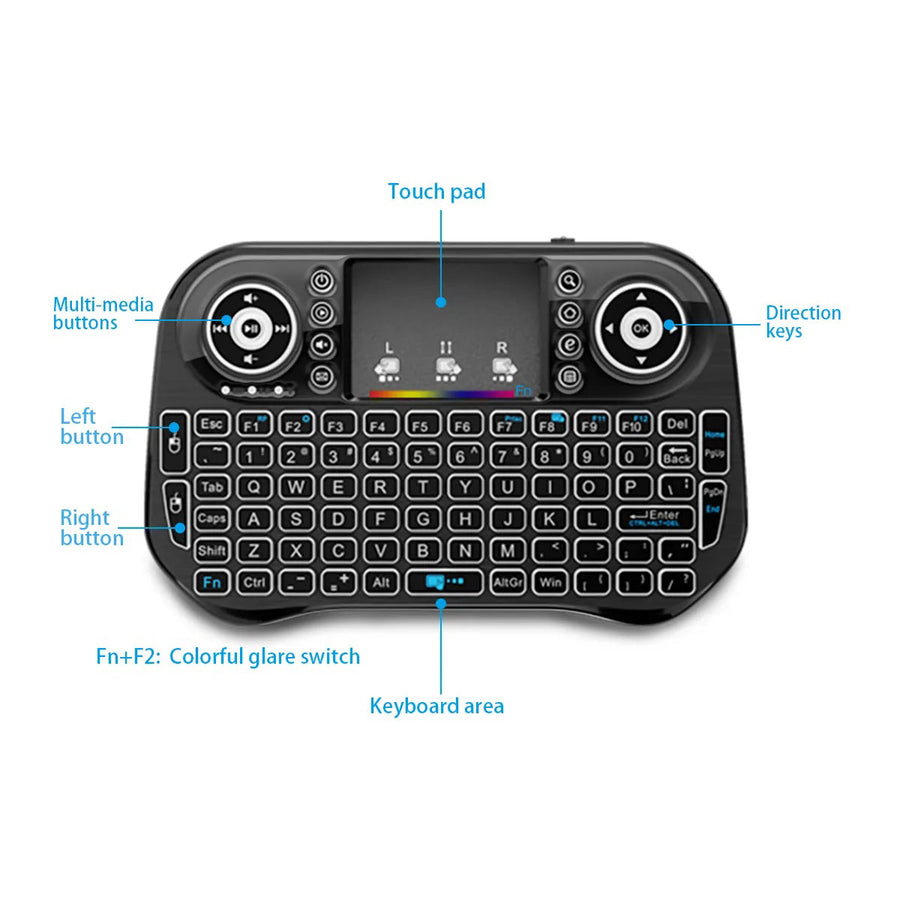 Speedx I10 Mini Wireless+bluetooth Touchpad 7 Color Backlit Light 2.4ghz