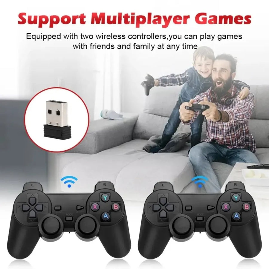 X2 64gb Plus Retro 3d 32000+ Video Games 4k Hd Output Game Stick With 2 Wireless Controllers