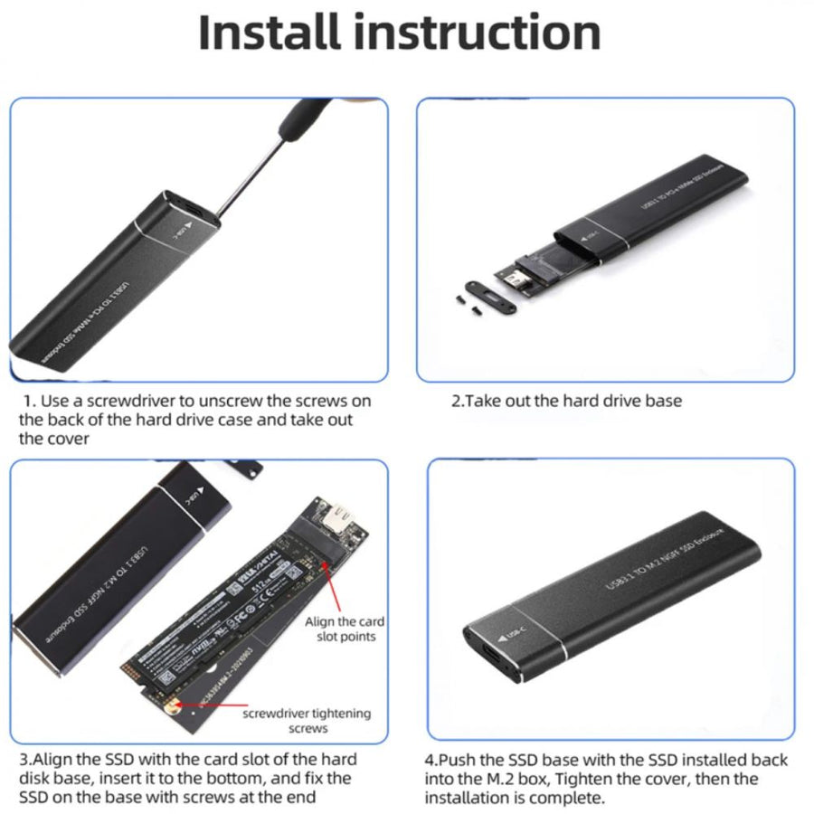 M2 Ssd Enclosure, Usb 3.1 Gen 2 (10 Gbps)