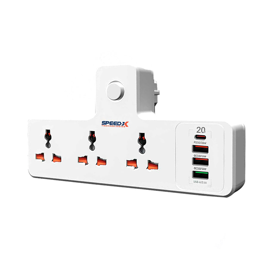 New 304puc Speed-x Premium Portable Power Strip 3socket+3usb+1type-c Port