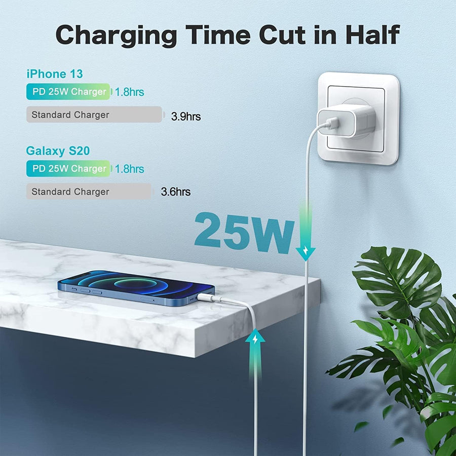 25w Iphone Usb-c Pd Power Adapter Charger 2 Pin (us Pin)