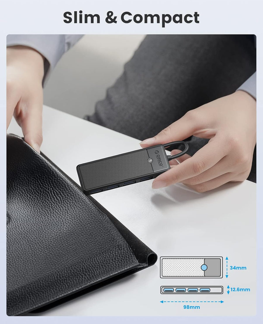 Orico Usb Hub 3.0 4 Ports Papw4a-u3-015-bk-ep Black Color