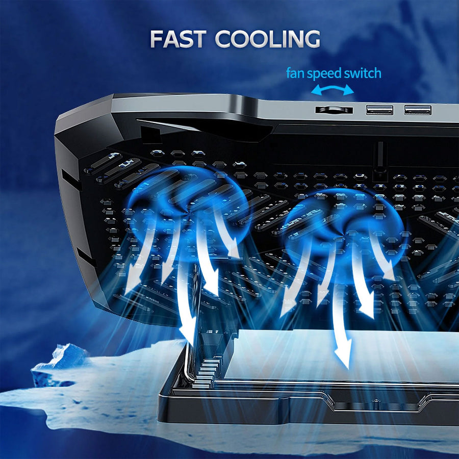 F2 Plus Coolcold Gaming Cooler 3 Big Fans Cooling Pad For 10-15.6