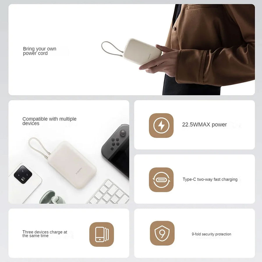 Mi Xiaomi Power Bank Pocket Edition 10000mah 22.5w Light Coffee Colour