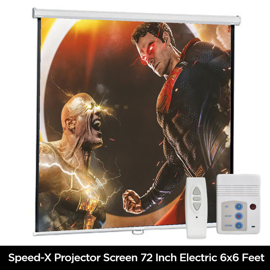 Projector Screen 72 Inch Electric Motorised 6x6 Feet 1:1mw Speed-x