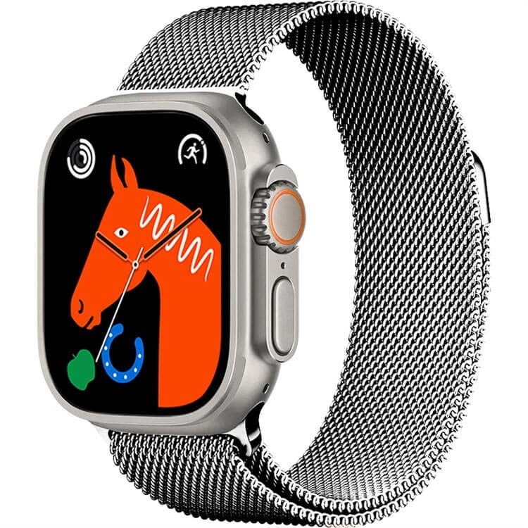 S9 Ultra 49mm (3 Straps) Smart Watch Series 9 With Metal Milanese Strap Bluetooth Voice Call 2.2 Inch Hd Screen With Fitpro App Silver