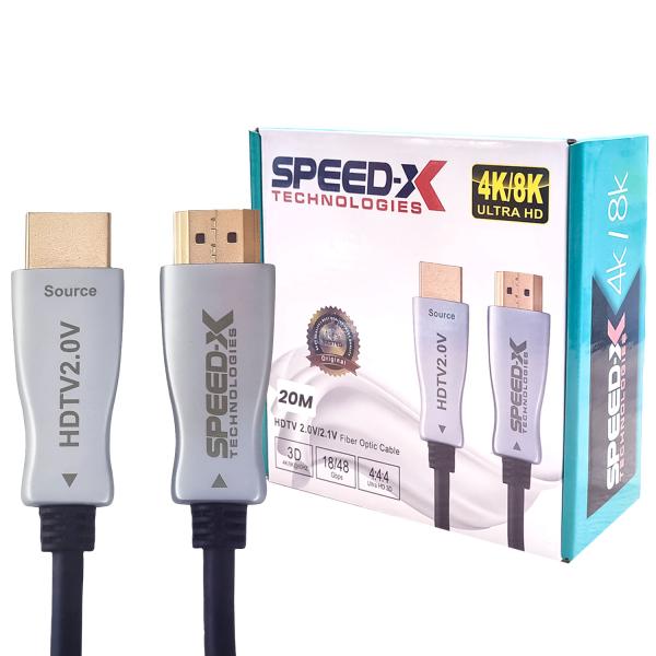 Speed-x 20m Fiber Hdmi Cable 2.0/2.1 Aoc(active Optical Cable) 30awg Copper Support 4k 8k Uhd (full Length)