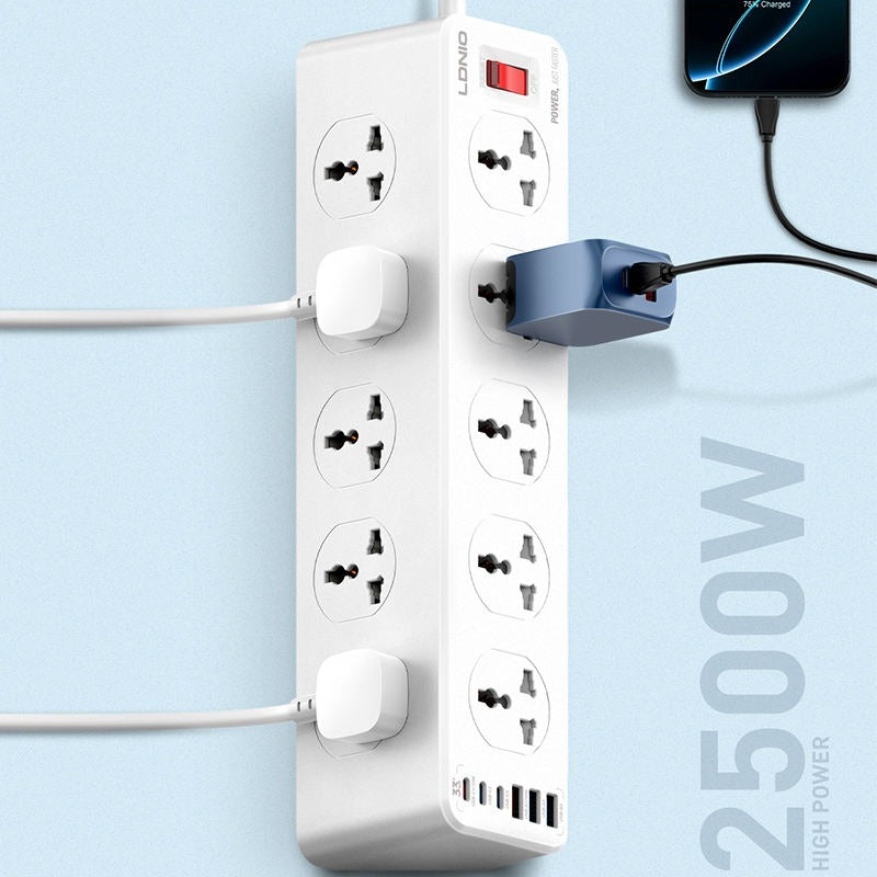 Ldnio Sc10610c 2500w Power Extension 10 Sockets 3 Usb-c Pd + 3 Usb-a Qc3.0