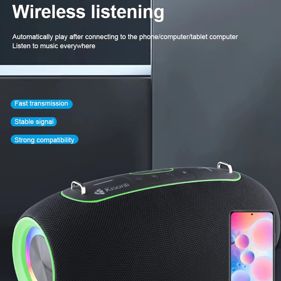 Kisonli K8 50w（30w*1+10w*2) Bt/usb/tf/aux/tws/rgb/eq Deep Bass Subwoofer Large Speaker