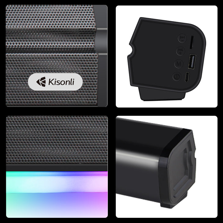 Kisonli Led-802 Rgb Wireless Bt 5.3 Modern Retro Design Soundbar