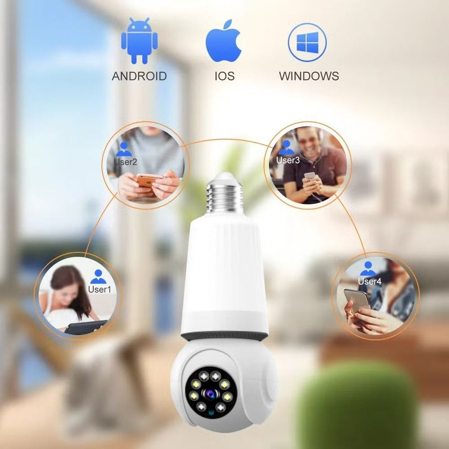 Speed-x Spe27-led8 Bulb Camera Wifi Panoramic Night Vision With V380 Pro App