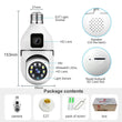 Speed-x Sp-e28-2 Dual Lens Bulb Camera 1080p Wifi Panoramic Night Vision Motion Detection With V380 Pro App
