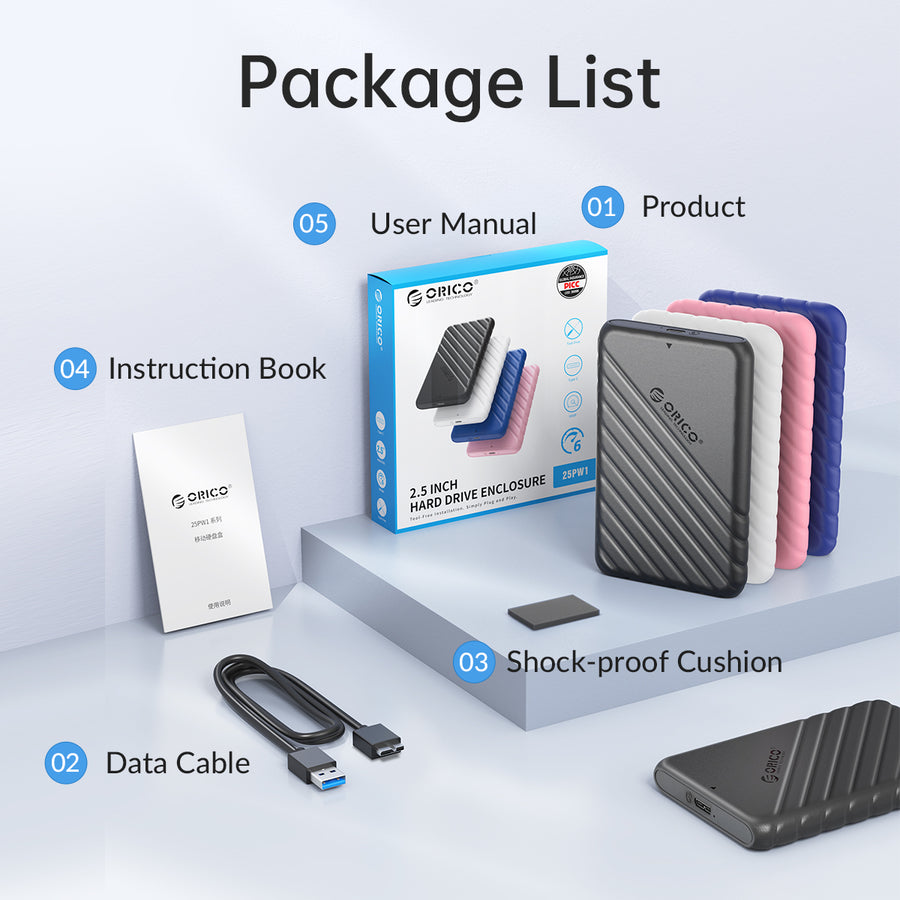 Orico 25pw1-u3 2.5 Inch Usb 3.0 Micro-b Hard Drive Enclosure