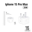 Iphone 15 Pro Max 3 Pin (uk Pin) 35w Usb-c Power Adapter (without Packing)