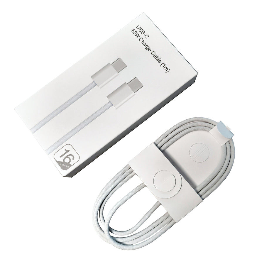 Iphone 16 Pro Max 60w Type C To C Pd Fast Charging Nylon Cable (1m) With Big Packing