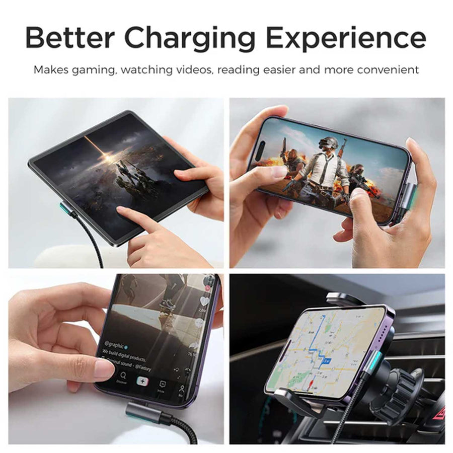 Joyroom S-ac027a17 Smoothgame Series 3a Usb-a To Type-c Right Angle Fast Charging Data Cable 1.2m-black