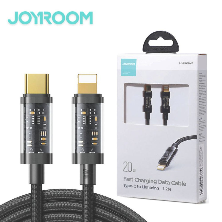 Joyroom S-cl020a12 Type-c To Lightning 30w Data Cable 1.2m Transparent Nylon Black