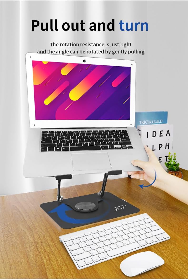 Laptop Stand 360 Degree Rotating Adjustable Portable Foldable 15 Inch Carbon Steel