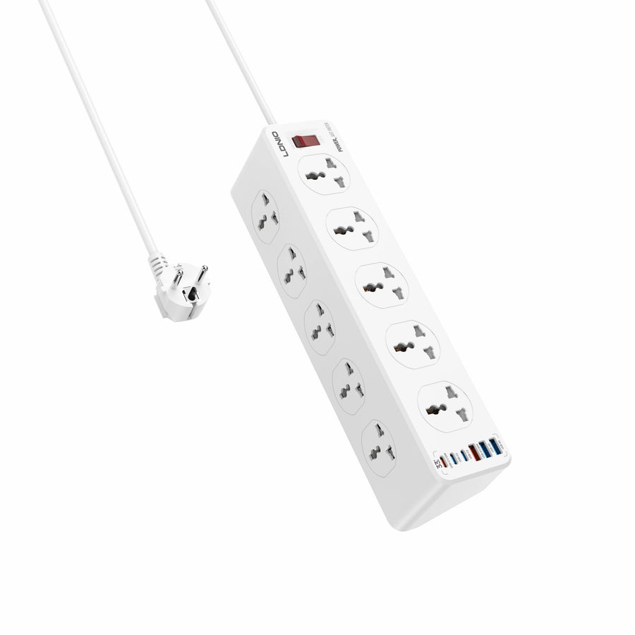 Ldnio Sc10610c 2500w Power Extension 10 Sockets 3 Usb-c Pd + 3 Usb-a Qc3.0