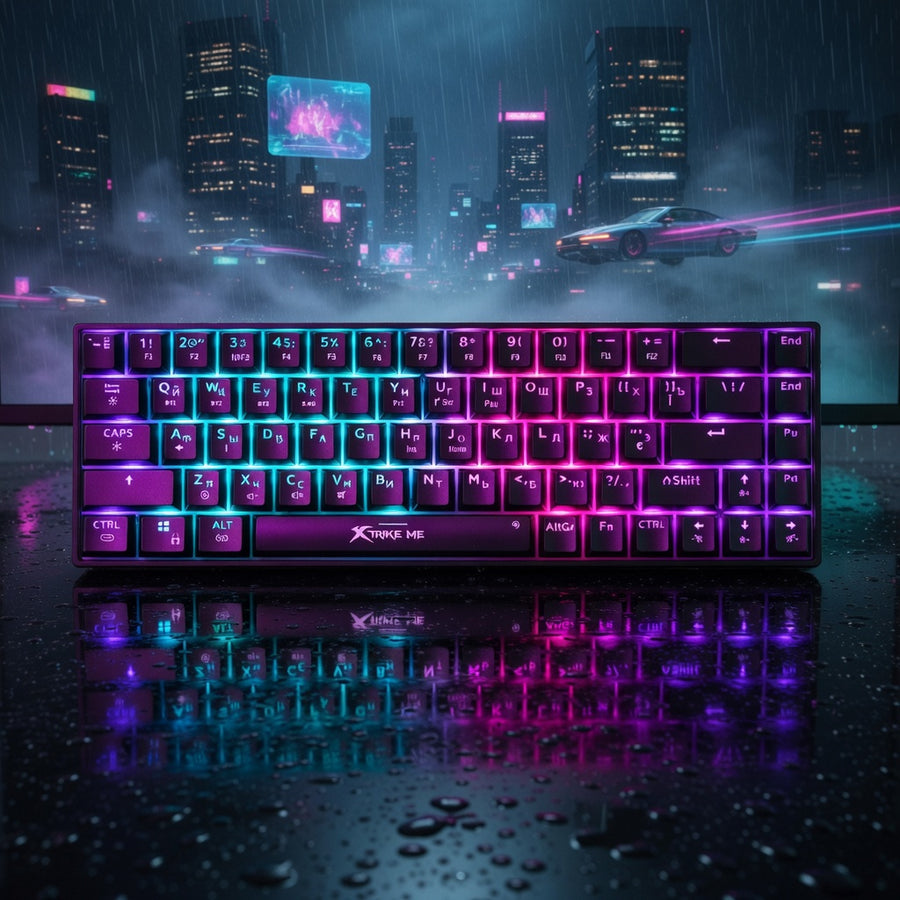 Xtrike Me Gk-995w 68 Keys Wireless 2.4g Bt5.2 Tri Mode Gaming Mechanical Keyboard Black