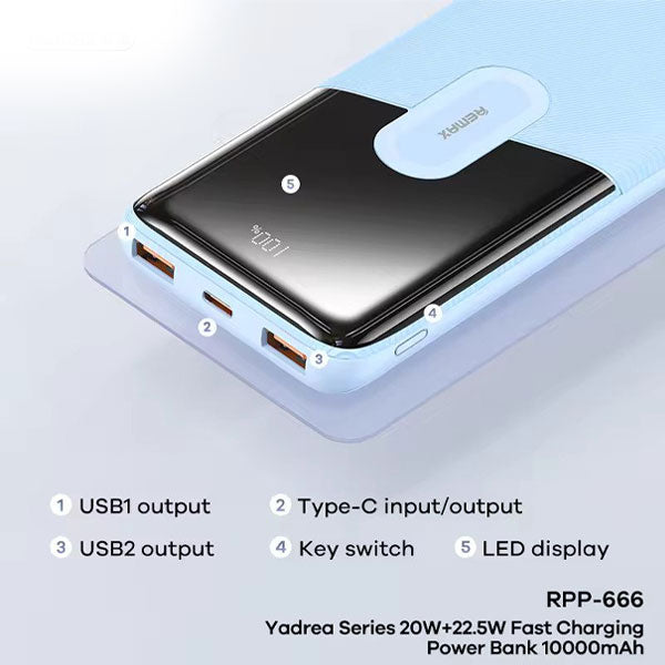 Remax Rpp-666 Pd20w+qc22.5w Fast Charging Power Bank 10000mah Black
