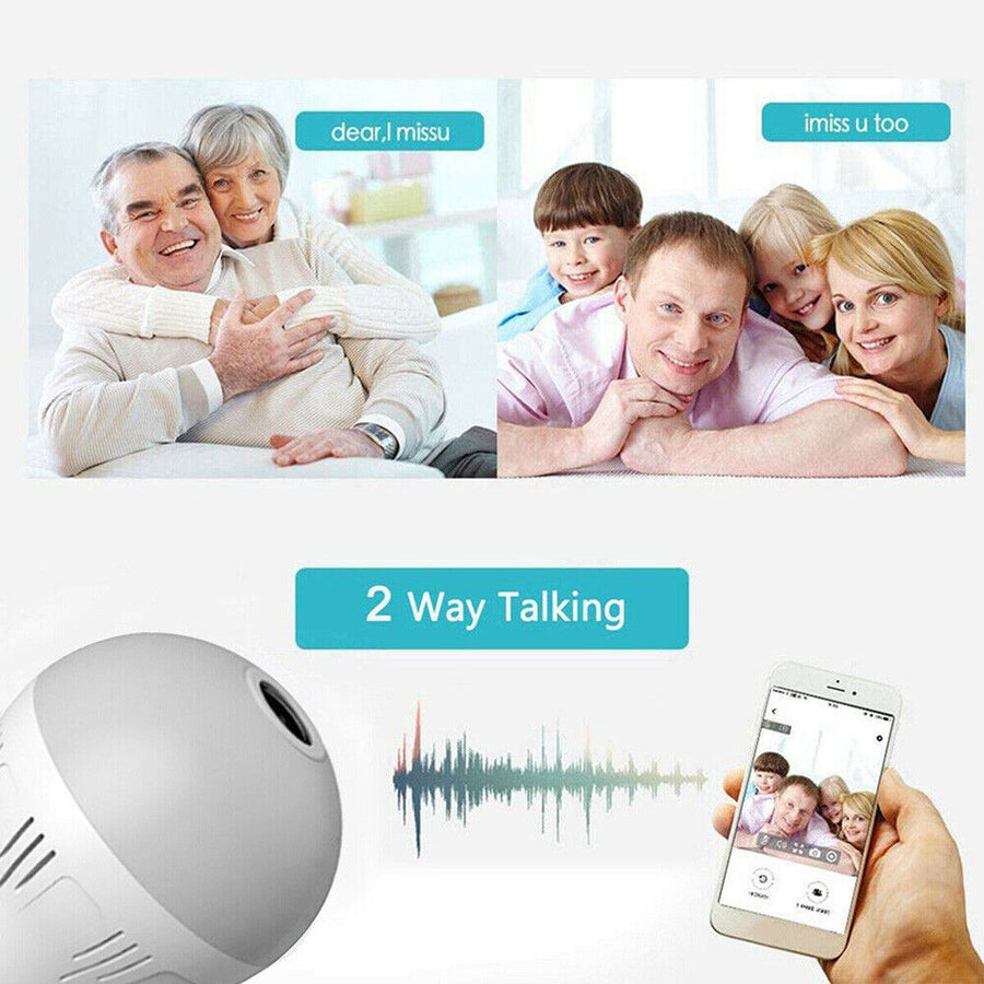 Wifi Flexible Light Bulb Camera 1080p Hd Wireless 360 Degree Panoramic Infrared Night Vision With V380 App