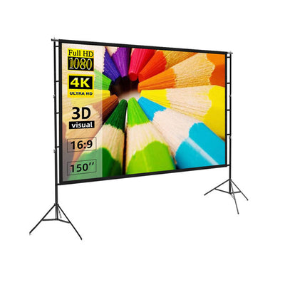 Projector Screen 150 Inch Tripod Potable Double Stand 8x10 Feet 4:3mw Speed-x