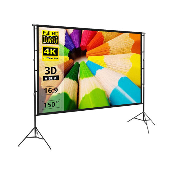 Projector Screen 150 Inch Tripod Potable Double Stand 8x10 Feet 4:3mw Speed-x