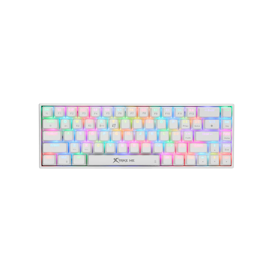Xtrike Me GK-994W RGB 68 Key BT 2.4GHz Wireless Gaming Keyboard White