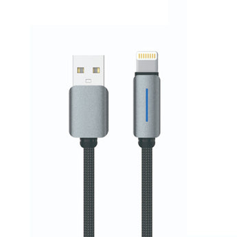 Logilink Usb To Lightning Nylon Fast Charging Data Cable With Light 1m (1 Year Warranty) Grey