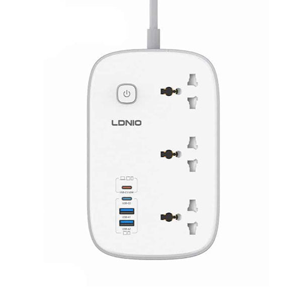 Ldnio Sc6 45w Gan Fast Charging 3250w Power Extension 3 Sockets 2 Usb-a + 2 Usb-c 2m