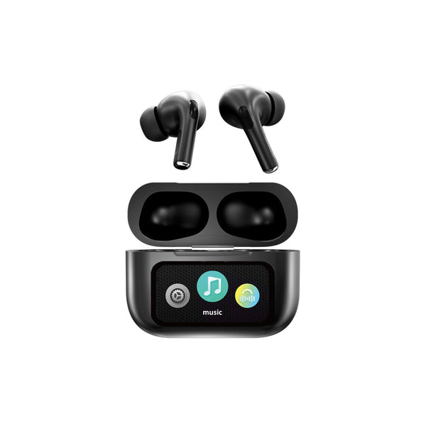 A9 Pro App Anc/enc Display Touch Control Bt 5.4 Wireless Earbuds With Zwsvibe App Black
