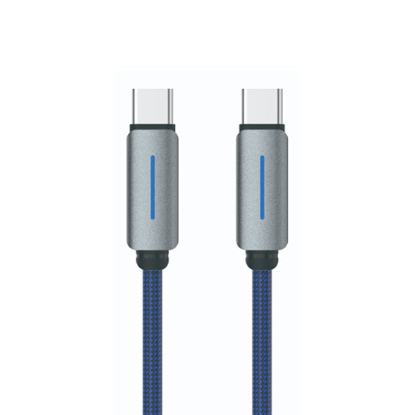 Logilink Type C To Type C Nylon Fast Charging Data Cable With Light 1m (1 Year Warranty) Blue